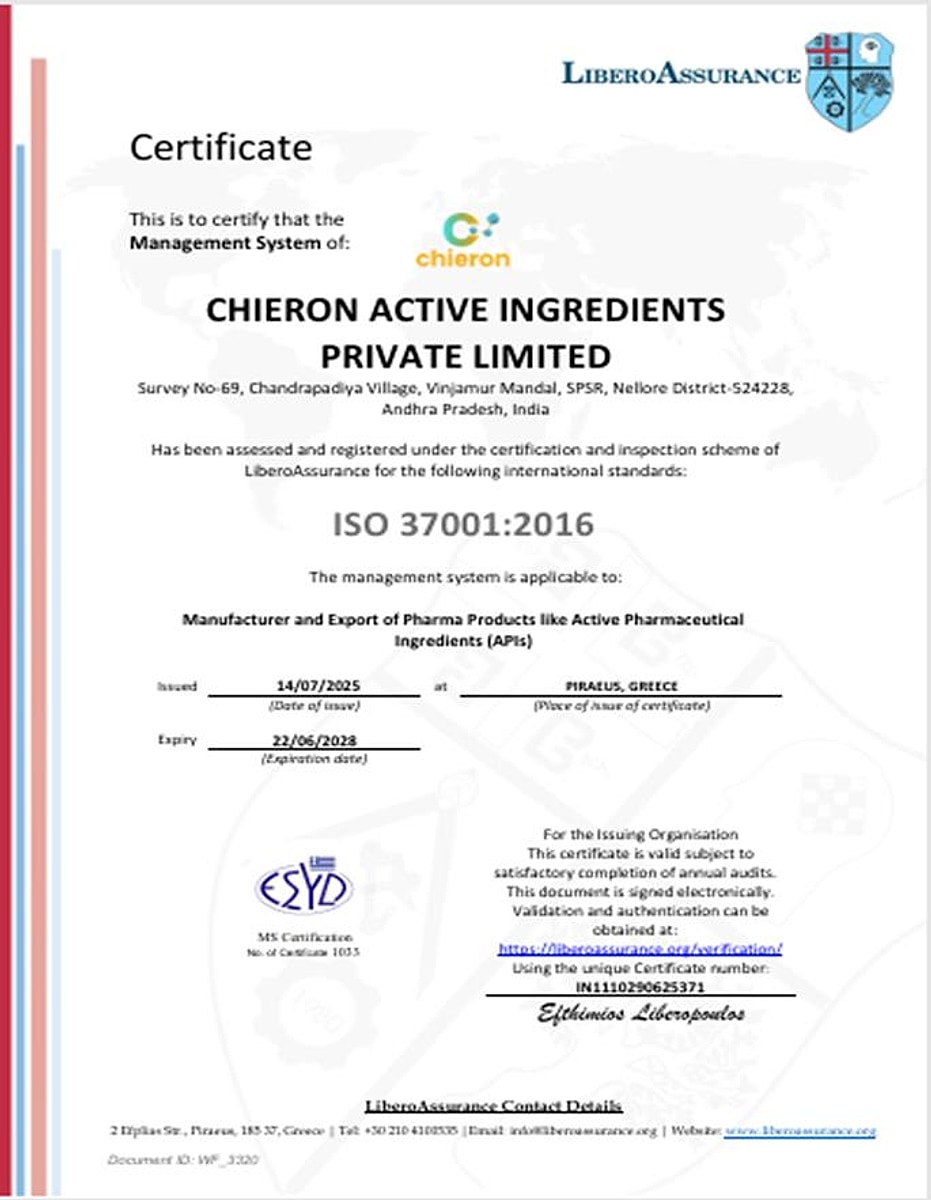 ISO 37001:2016 Certificate