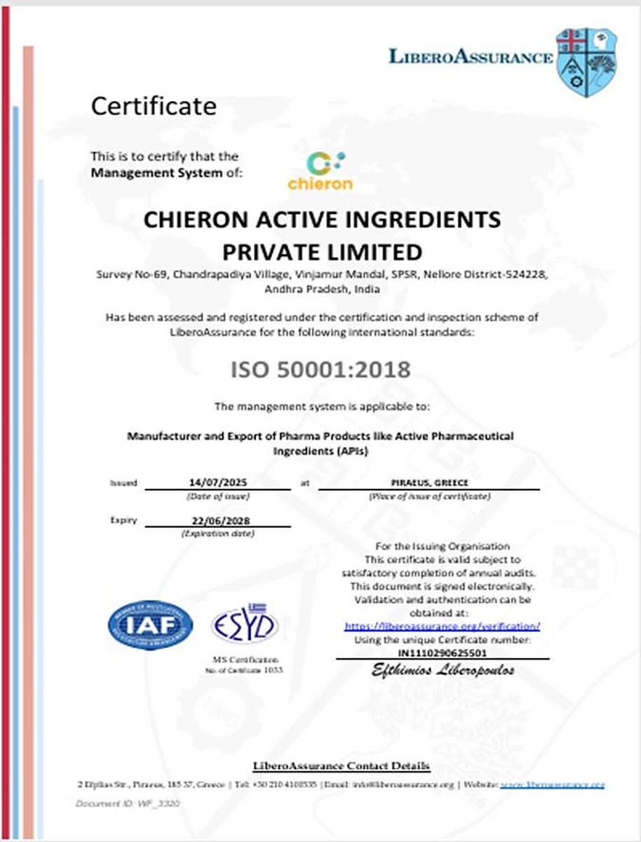 ISO 50001:2018 Certificate