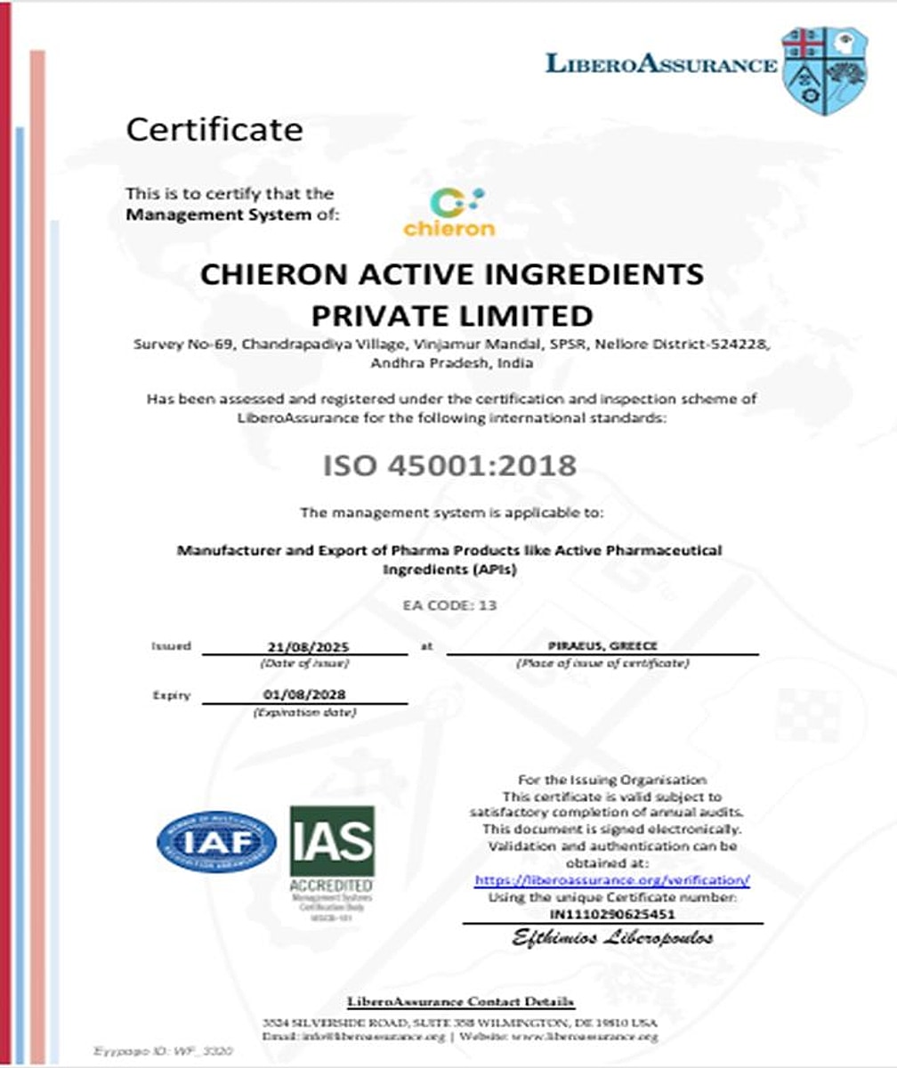 ISO 45001:2018 Certificate